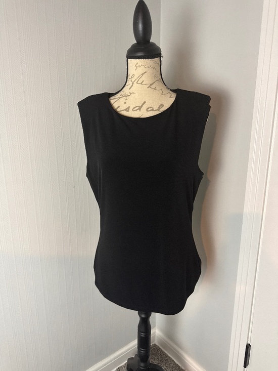 Dkny Tops - DKNY Black Top Blouse Two Layer with Shoulder Pads size Large